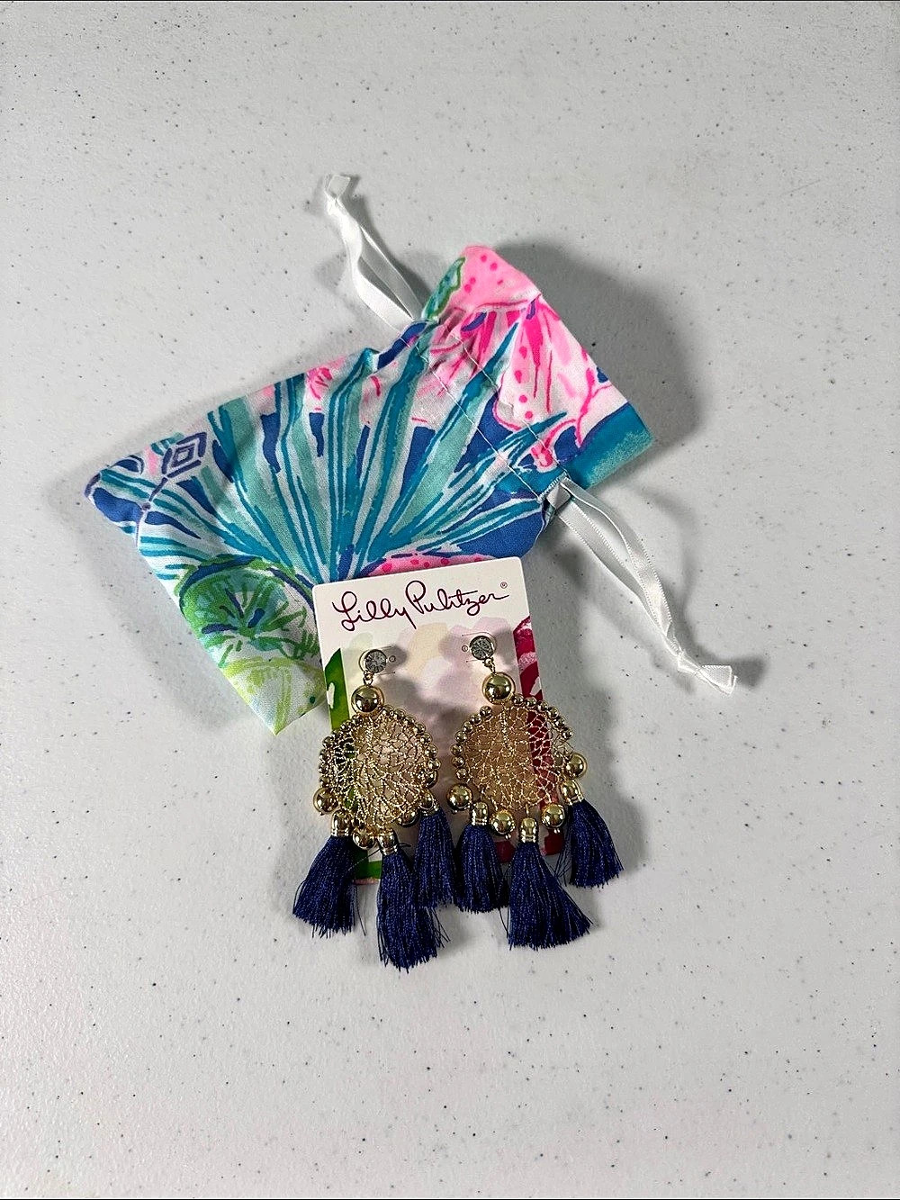 Lilly Pulitzer Sea Dreamer Earrings Blue & Gold